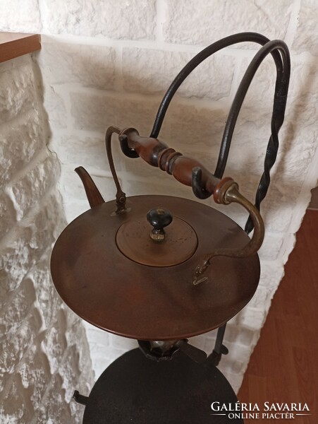 Wrought iron and copper tea stand