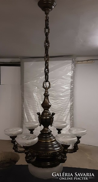 Figured bronze chandelier