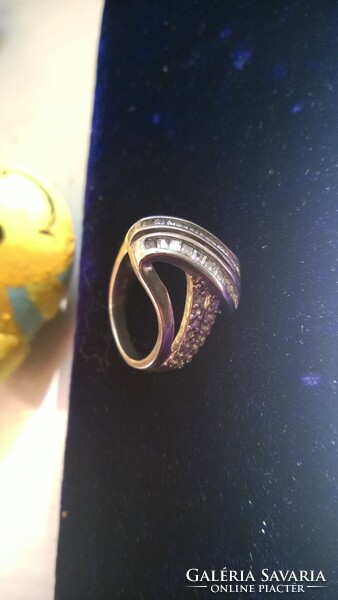 Sok-sok kővel-dekoratív női ezüst gyűrű 925-ös, átm 18 cm -ajándékba is !
