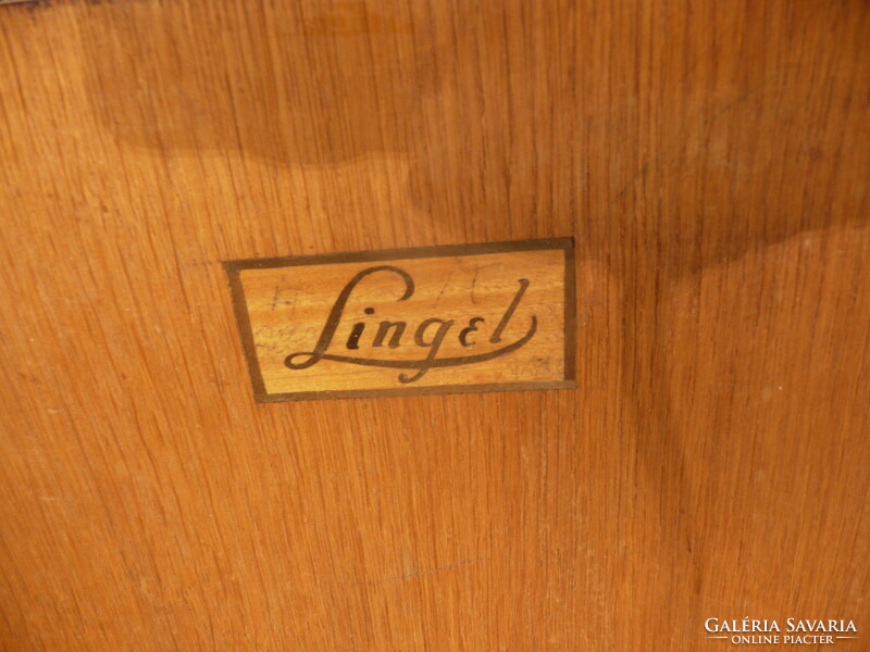 Very beautiful, antique, art nouveau, original, marked Károly Lingel walnut cabinet/showcase