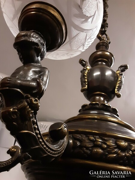 Figured bronze chandelier