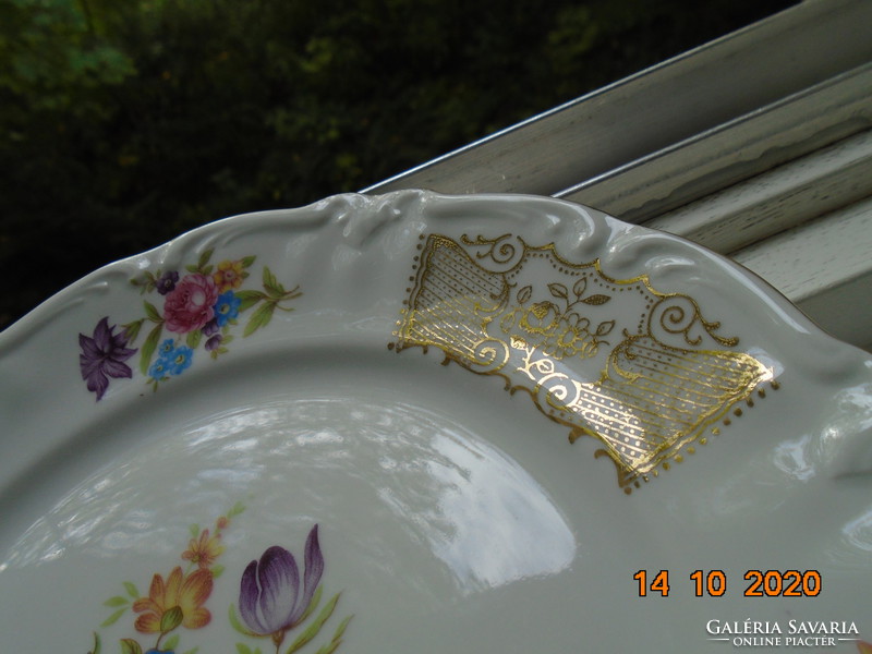 Tea breakfast set with antique hand painted rosy gold mesh, Meissen flower and emboss patterns