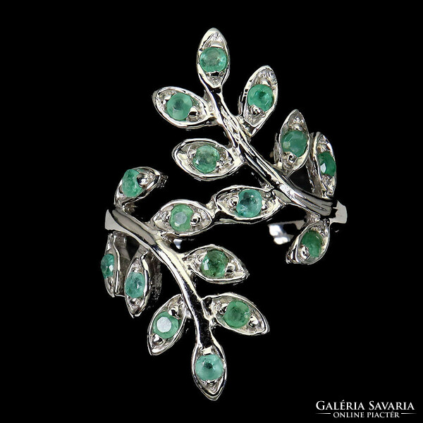 59 Es unique Valod emerald 925 sterling silver ring