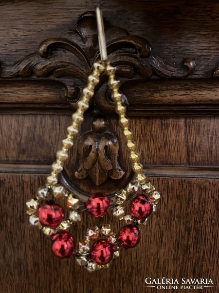 Gablonz glass gold-red Christmas tree decoration, Christmas ornament, decoration