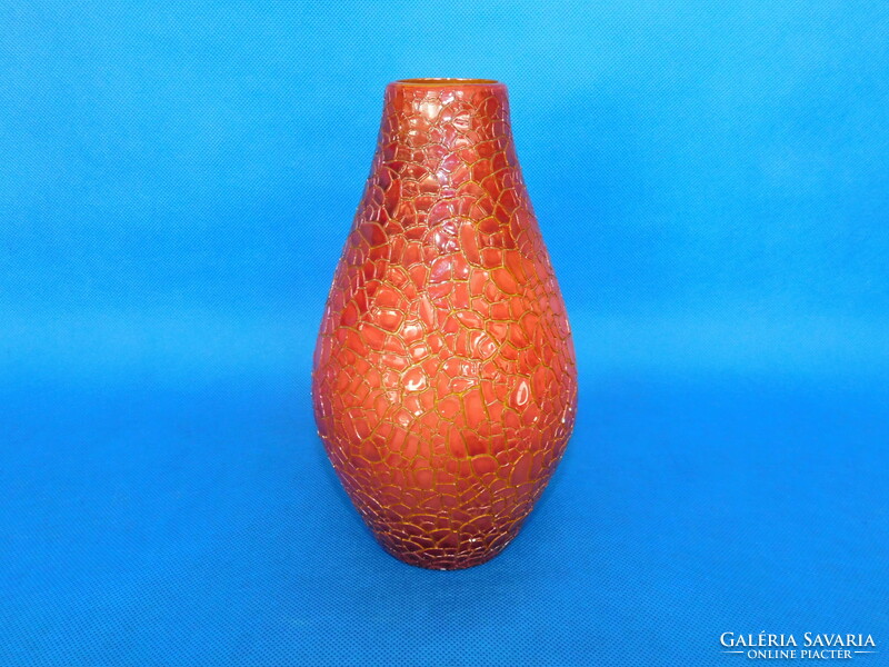 Zsolnay eosin ox blood glazed cracked modern vase