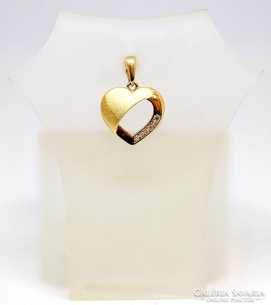 Stony gold heart pendant. (Zal-au108420)