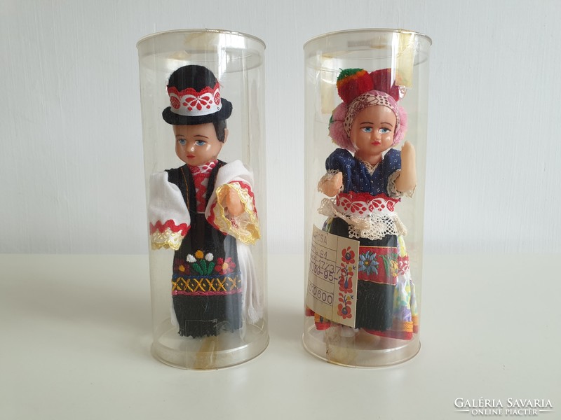 Old retro Mezőkövesd matyó folk costume industrial art doll couple mid century juried souvenir