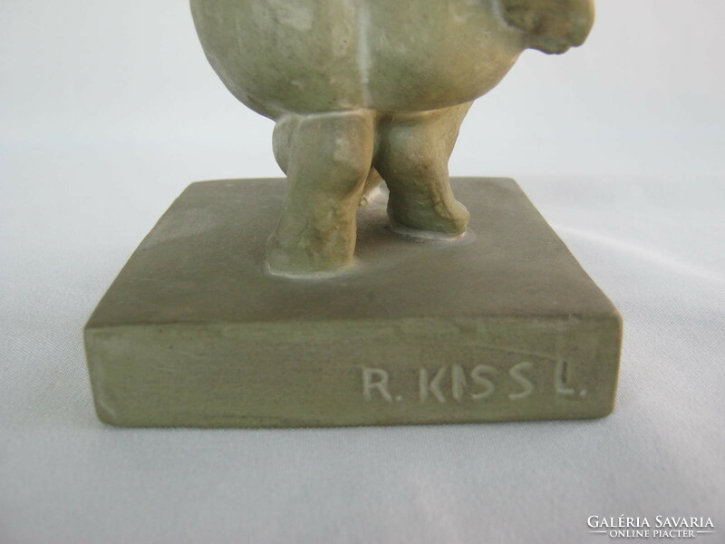 Retro ... R. Kiss Lenke jelzett iparművészeti kisplasztika kerámia női akt
