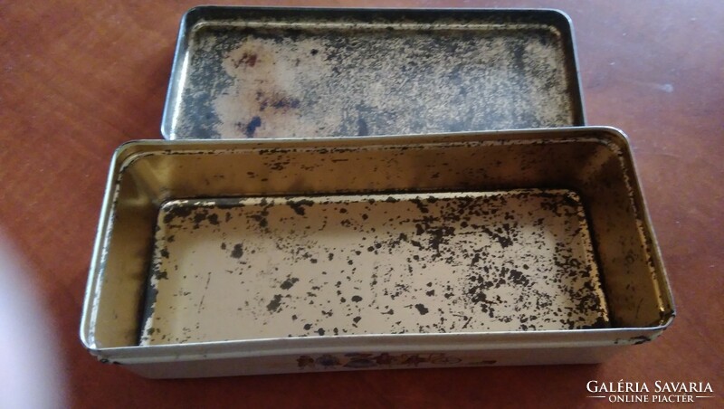 Vintage  fém doboz teatasakokhoz a Pickwick teától, Douwe Egbertstől kb.1930-ból