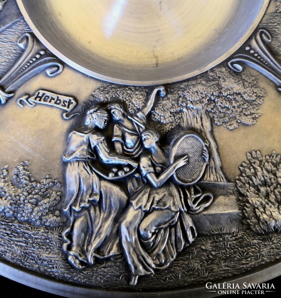 Dt/145 - 4 seasons, scenic, German sks, pewter wall decorative plate