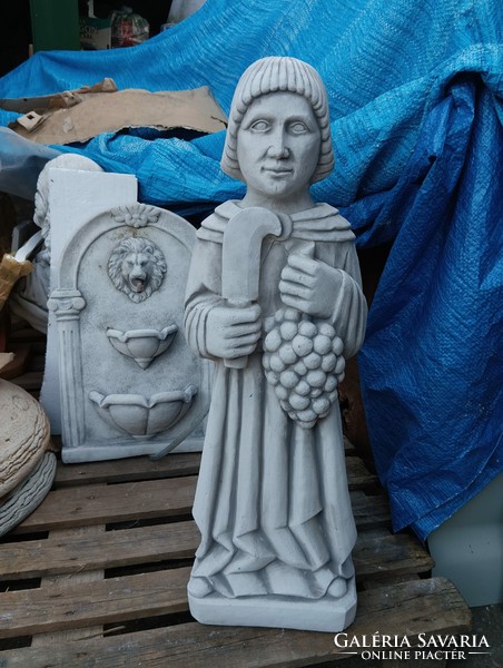 Nagy  80cm Szent Vince kő szobor Borász pince bor szőlő védő szent kerti fagyálló műkő
