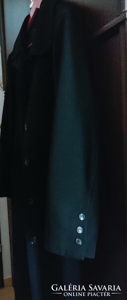 Elegáns, STYL márkajelzésű fekete hosszú divatos női szövetkabát  télikabát újszerű állapotú M méret