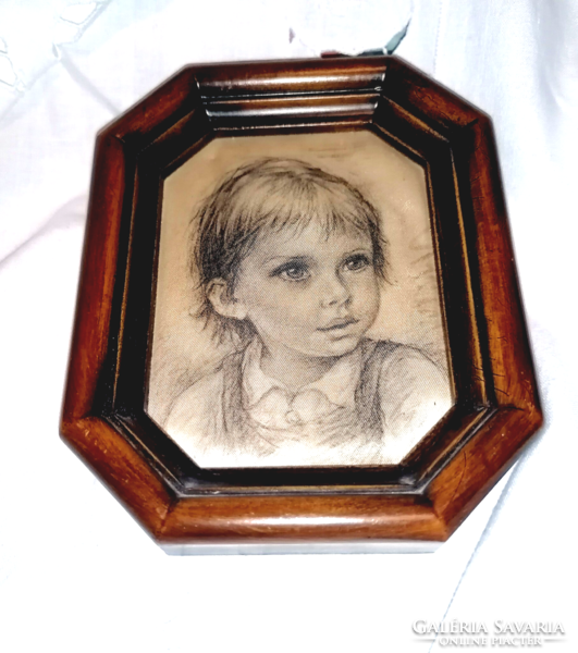 Giuseppe tarantino vintage miniature boy silk painting silkscreen print