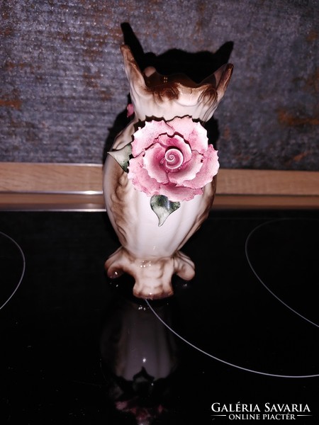 Capodimonte  rózsás porcelán   váza  -koronás pecsét