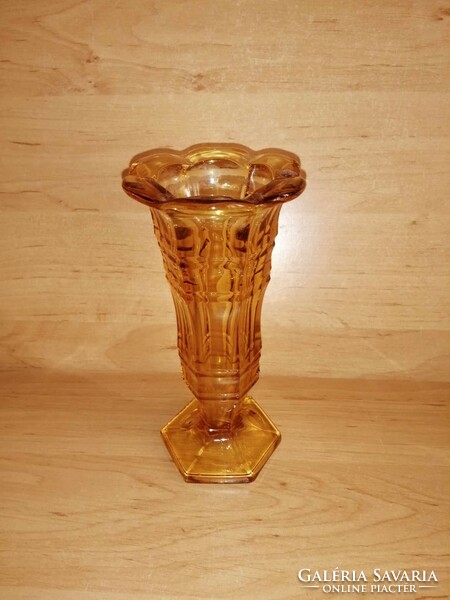 Retro amber glass vase 17 cm (3/d)