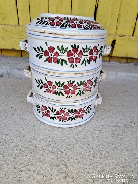 Rare hard ceramic floral food barrel food nostalgia, antique village peasant. Collector's item