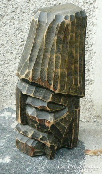 Carved wooden head marked András Koczogh
