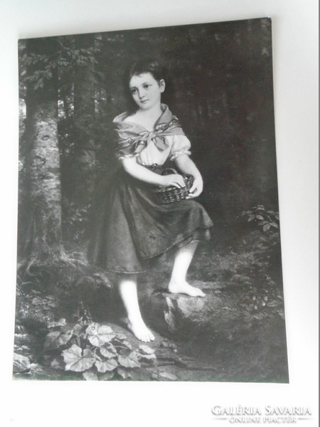 D190902 old postcard Miklós Barabás - little girl in the forest 1967