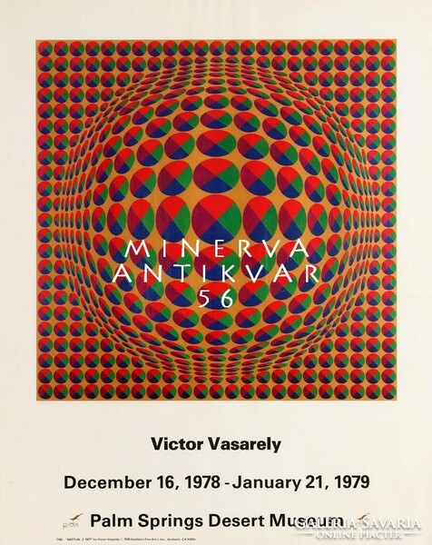 Amerikai Vasarely kiállítás plakát reprintje, op-art, optikai térjáték