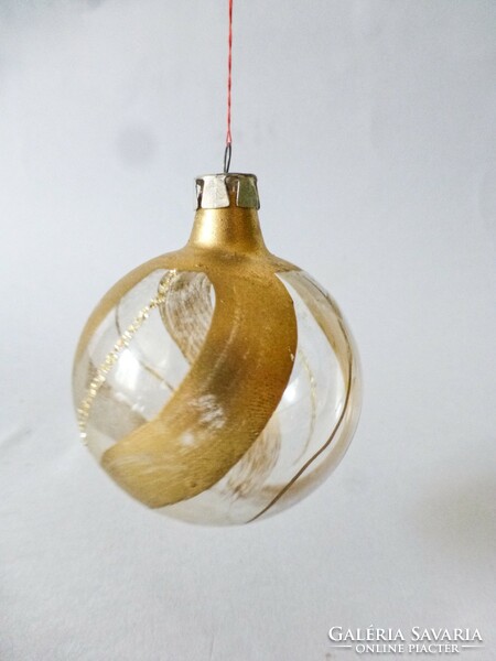Antik üveg karácsonyfadísz,Arany Átlátszó Gömb