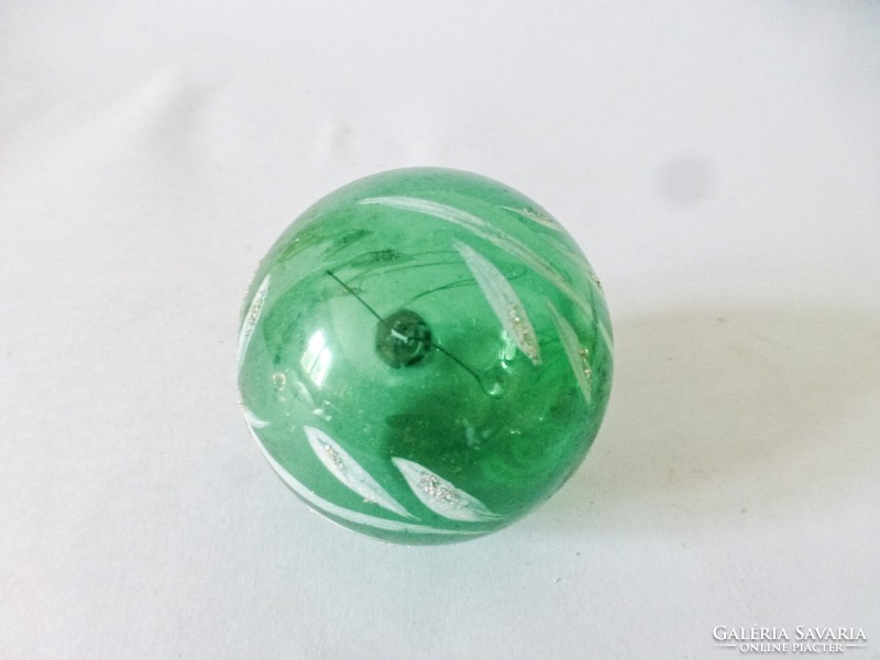 Antik üveg karácsonyfadísz,Zöld Átlátszó Gömb