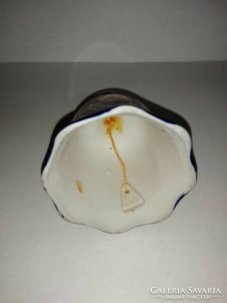 Kék porcelán páva mintás asztali csengő 12 cm (/9K-1)