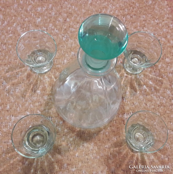 Green glass brandy glasses with spout (l2651)