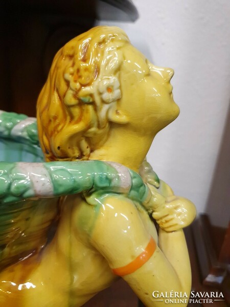 Majolica sculptural vase - mermaids - vase - centerpiece