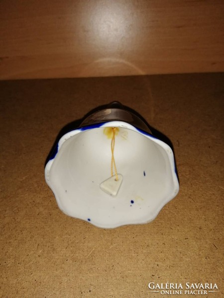 Kék porcelán páva mintás asztali csengő 12 cm (2)