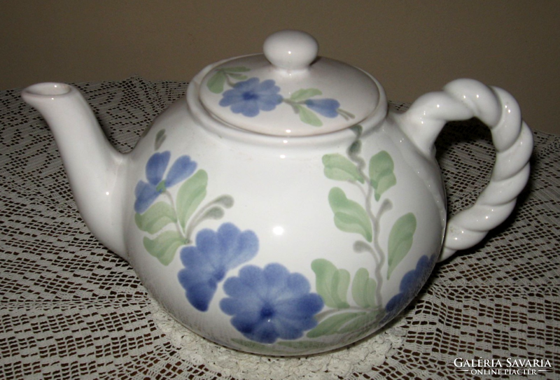 Old painted glazed flower pattern teapot