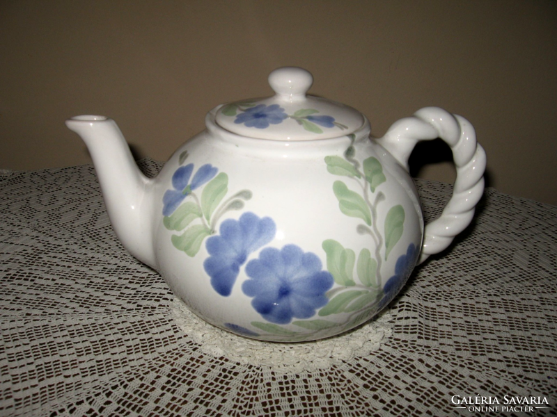 Old painted glazed flower pattern teapot