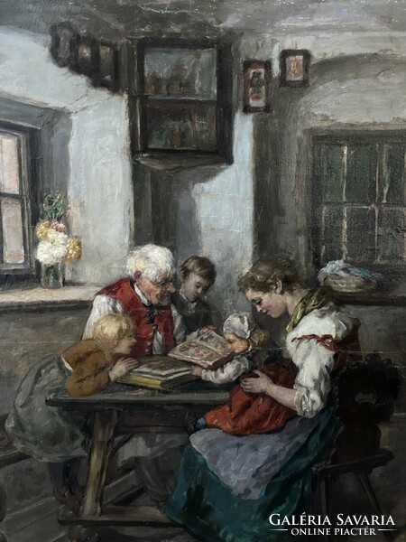 XIX.sz. Biedermeier Festmény Friedrich Pondel