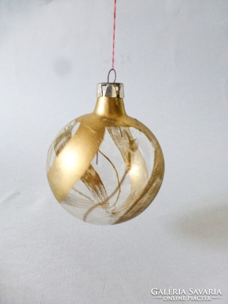 Antique glass Christmas tree decoration, golden transparent ball