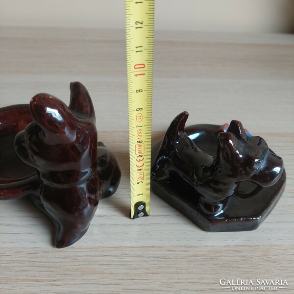 Antique ceramic ashtrays with dog figures