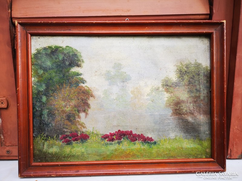 Antik tájkép festmény Tordai Székely stílusú jelzett kép kastély park