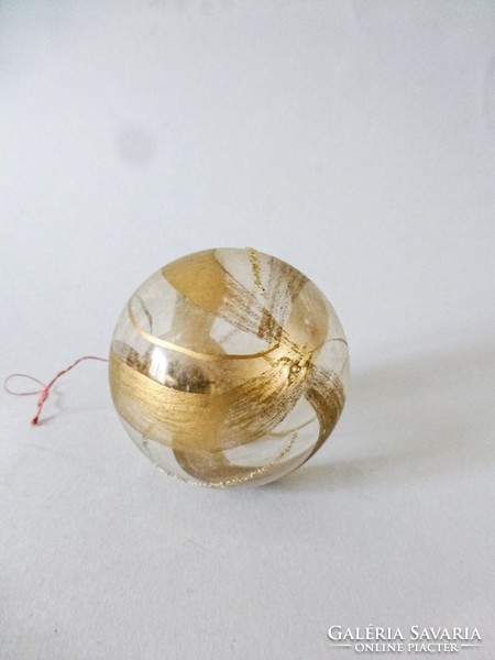 Antik üveg karácsonyfadísz,Arany Átlátszó Gömb