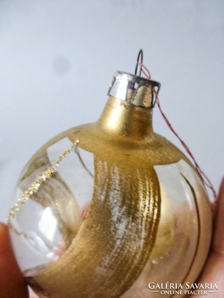 Antique glass Christmas tree decoration, golden transparent ball