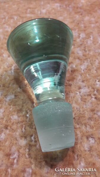 Zöld üveg pálinkás poharak kiöntővel (L2651)