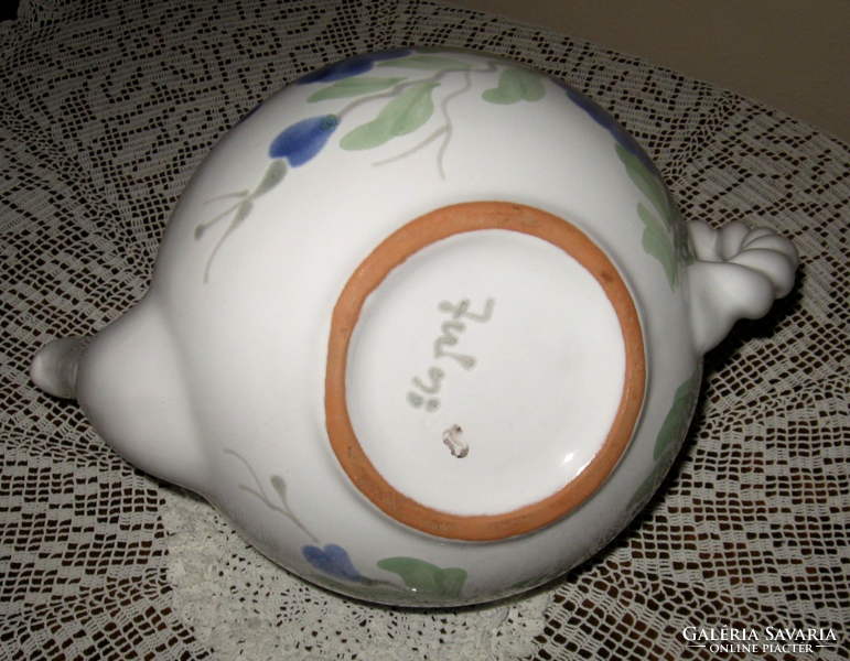 Old painted glazed flower pattern teapot
