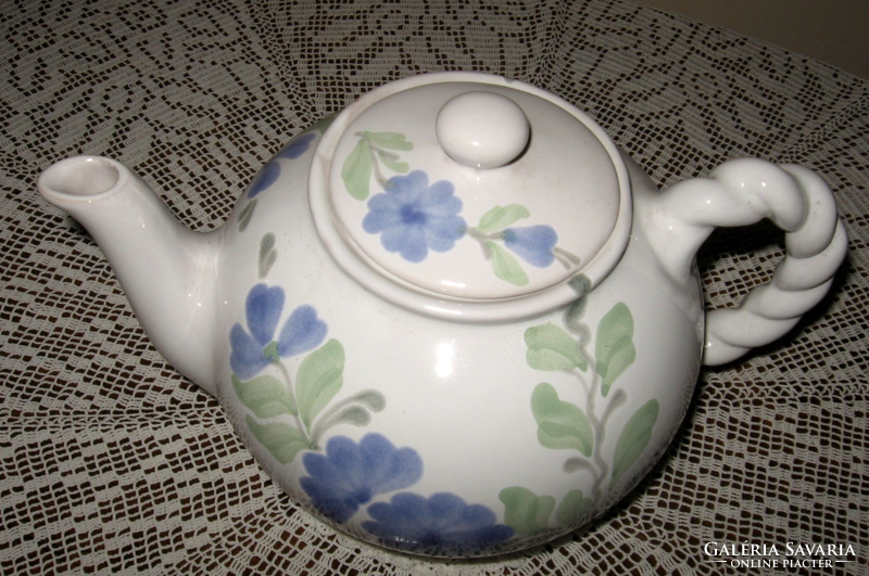Old painted glazed flower pattern teapot