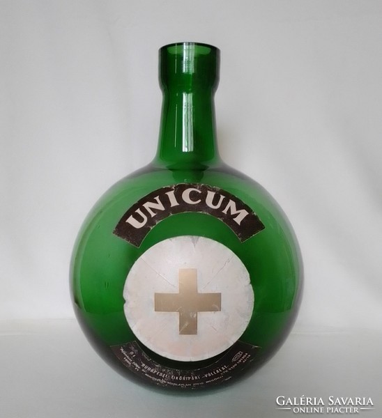 Hatalmas, régi, ritka Zwack Unicum 5 literes zöld palack ballon a jellegzetes kereszt jelzésse