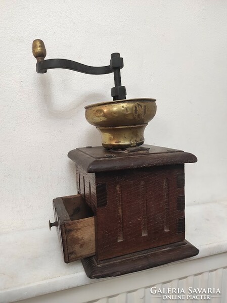 Antique coffee grinder large patinated wooden coffee grinder kitchen tool 903 6026