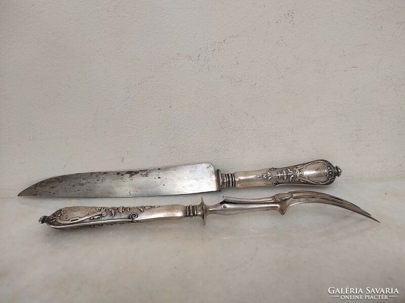 Antik hús szervírozó készlet húsvilla kés konyhai eszköz dobozában 542 5981