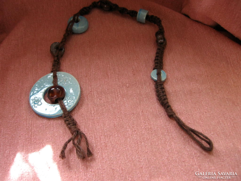Industrial hanging ceramic cord braided ornament