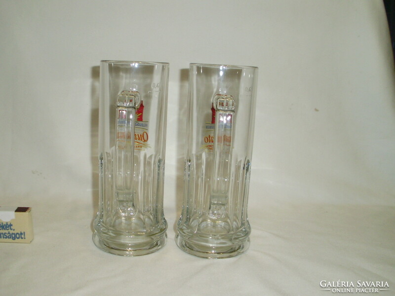 Two 0.4 liter glass beer mugs - together - 