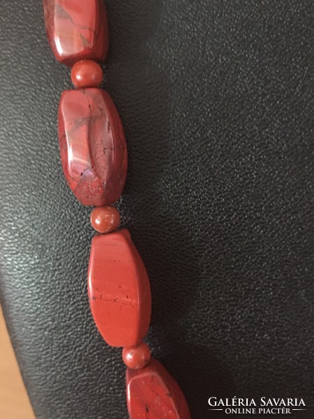 Red jasper necklace with blue bracelet_
