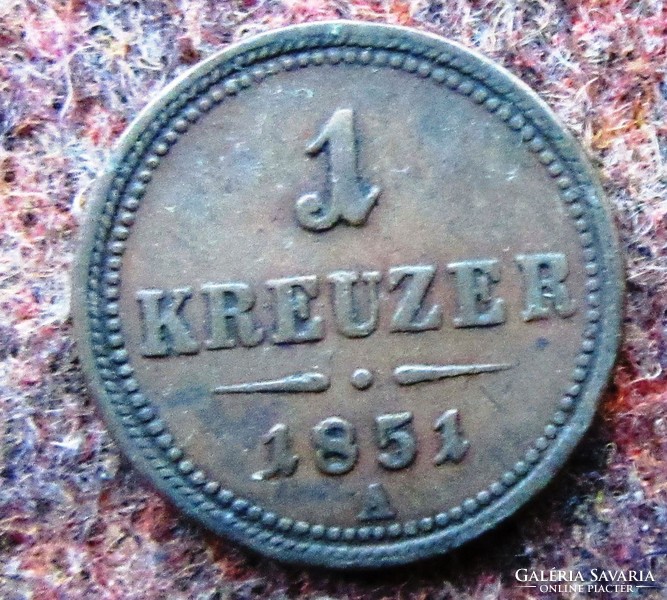1 Krajcár 1851 A, Ferenc  József