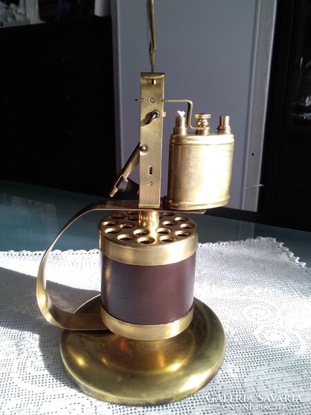 Retro oldtimer flint copper lighter and cigarette holder, excellent condition!