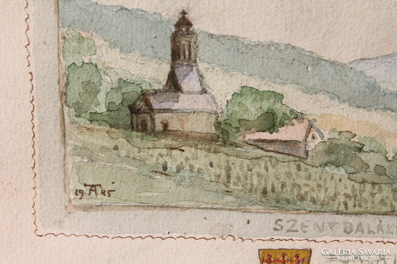 Saint Balázs - church castle 1217 (Zánka, 1945)