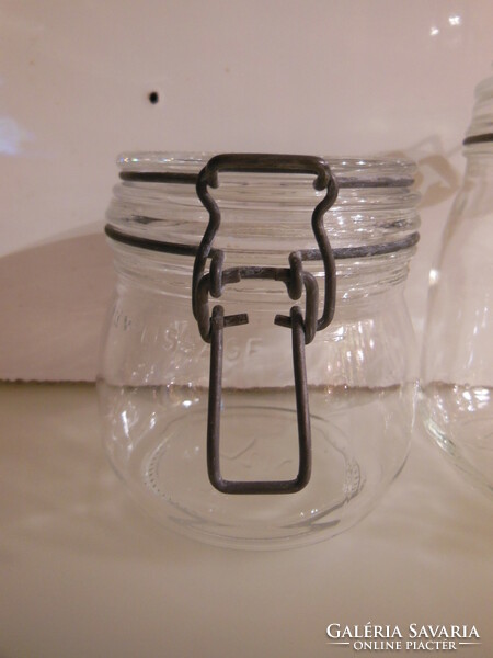 Canning jar - with buckle - 2 pcs. - French - marked - 7.5 dl - 5 dl - perfect - quality !!